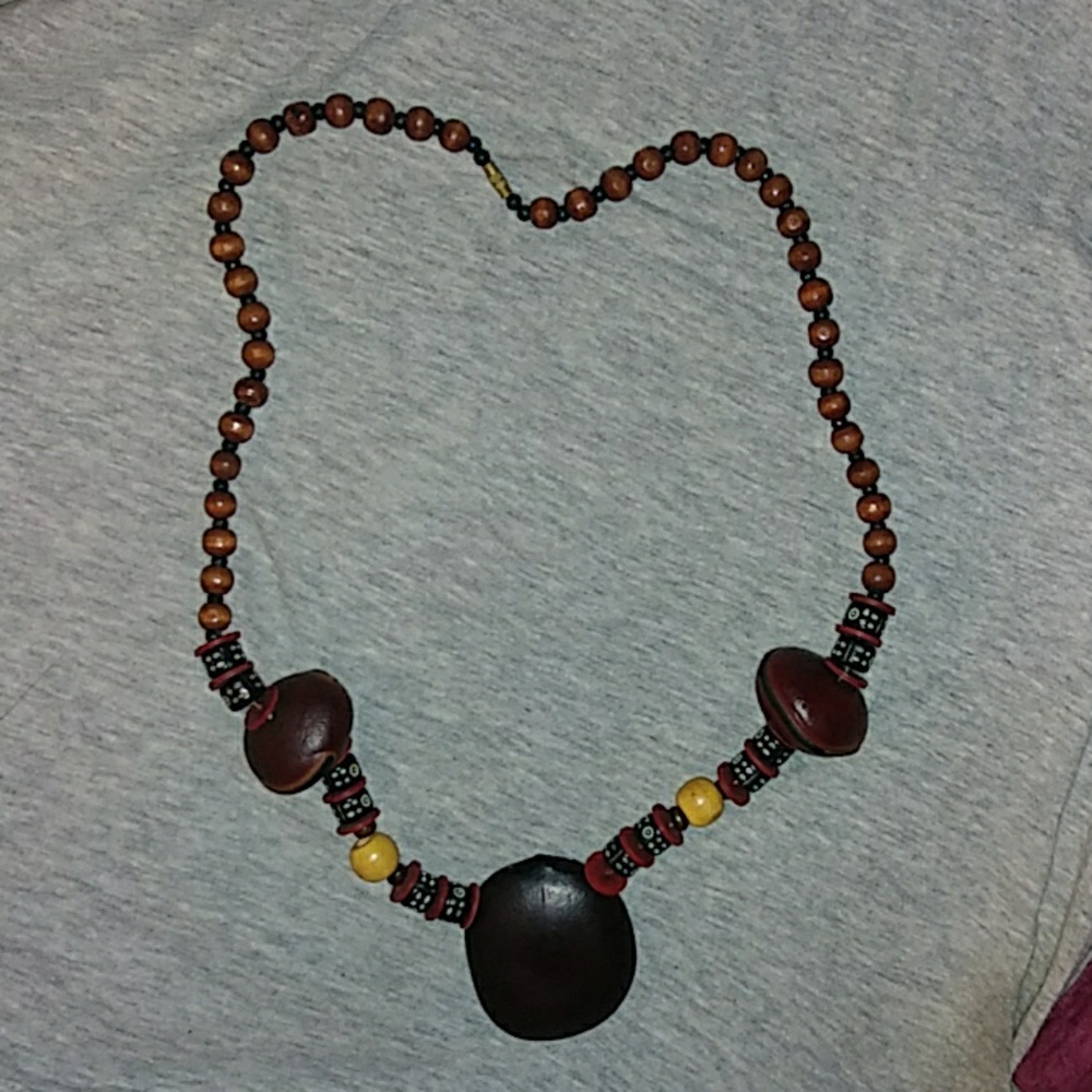 Vintage Wooden Bead Necklace